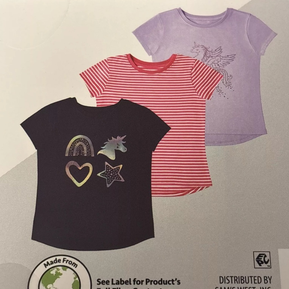 NWT Members Mark Youth Girls Size XL(14/16) My Favorite 3-Pack Short Sleeve Tees